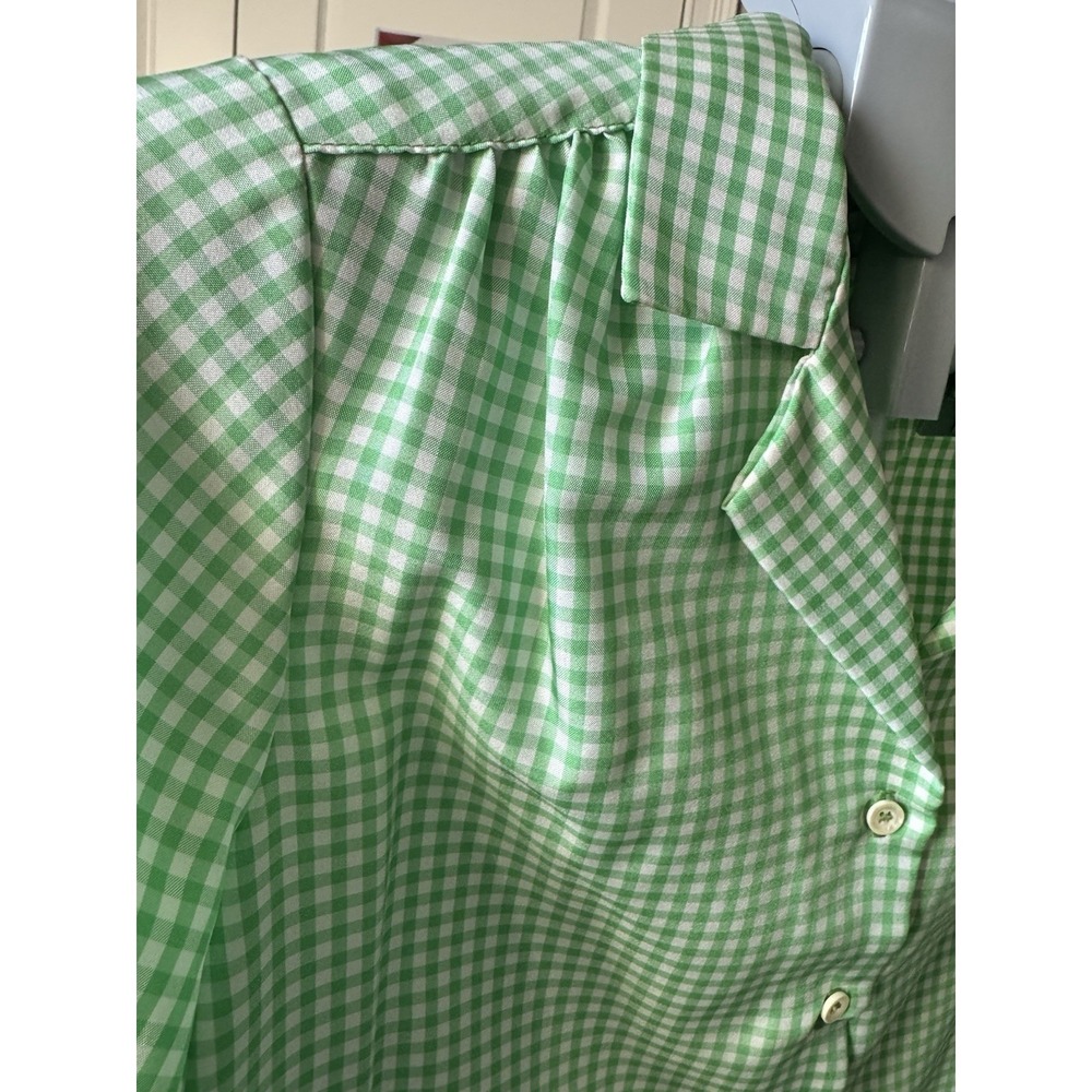 JH Collections Green And White Gingham Collared Button Up Shirt -‎ Size 8/9 - Picture 3 of 13